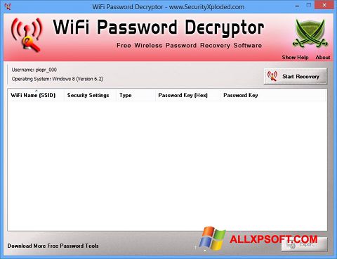 Screenshot WiFi Password Decryptor Windows XP