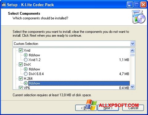 Screenshot K-Lite Codec Pack Windows XP