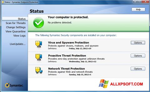 Screenshot Symantec Endpoint Protection Windows XP