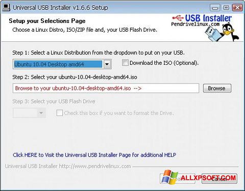 Screenshot Universal USB Installer Windows XP